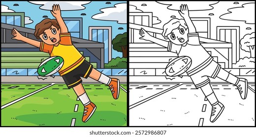 Rugby Player Charging Down the Ball Illustration