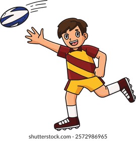 Rugby Player Chasing the Ball Cartoon Clipart