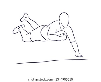 Rugby player contour, vector illustration