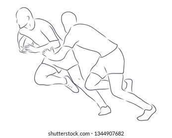 Rugby player contour, vector illustration