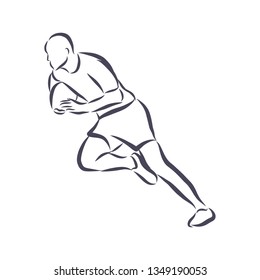 Rugby player contour, vector illustration