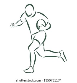 Rugby player contour, vector illustration