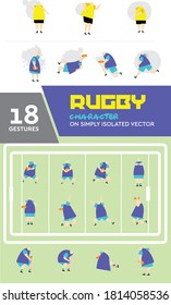 Rugby player and court simple vector illustration. Good for sport infographic and formation coach strategy