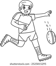 Rugby Player doing a Short Punt Isolated Coloring 