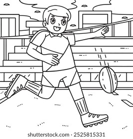 Rugby Player doing a Short Punt Coloring Page