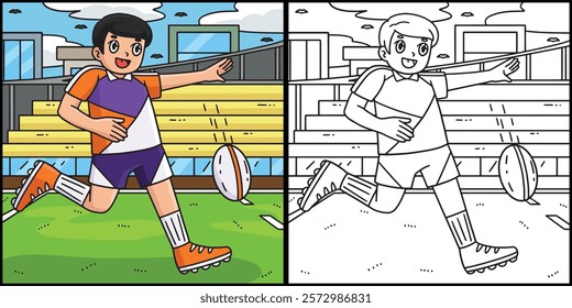 Rugby Player doing a Short Punt Illustration