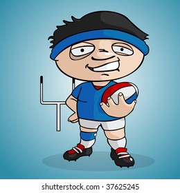 Rugby player draw in cartoon style