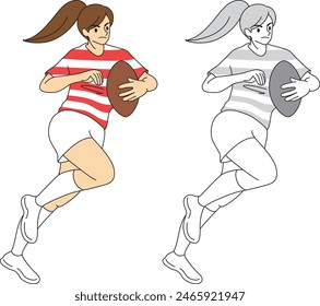 Rugby player (female) illustration set