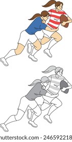 Rugby player (female) illustration set