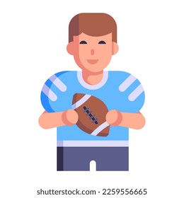Rugby player flat icon with editable facility 
