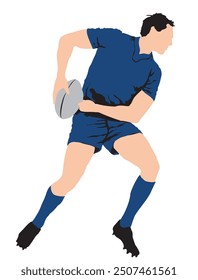 rugby player full isolated vector illustration