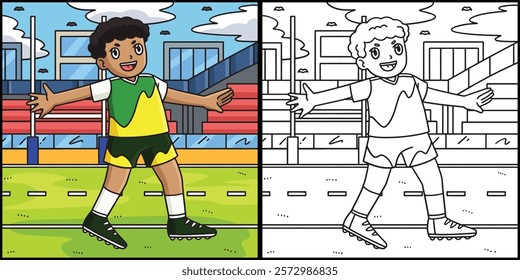 Rugby Player Fullback in Defensive Illustration