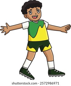 Rugby Player Fullback in Defensive Stance Clipart 