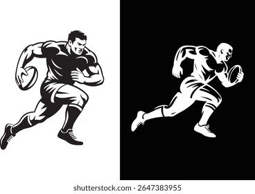 Rugby Player Icon Set Sports Illustration with Athlete Silhouettes