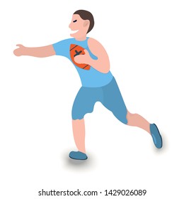 Rugby player icon. Sport label on white Background. Character Cartoon style. Vector Illustration.