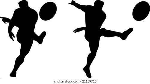 Rugby player kicking the ball