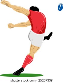 Rugby player kicking the ball