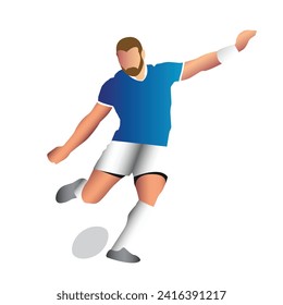 rugby player kicking a ball, vector illustration