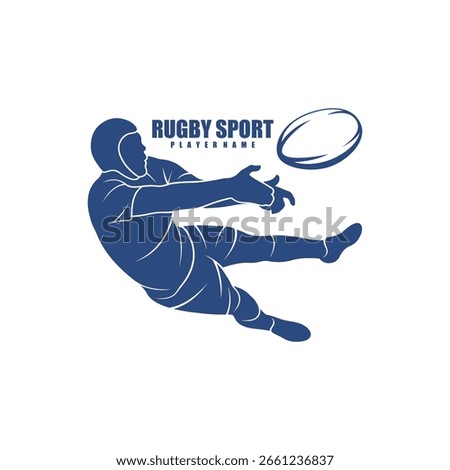 Rugby Player logo design vector. Silhouette Rugby Player Template Illustration