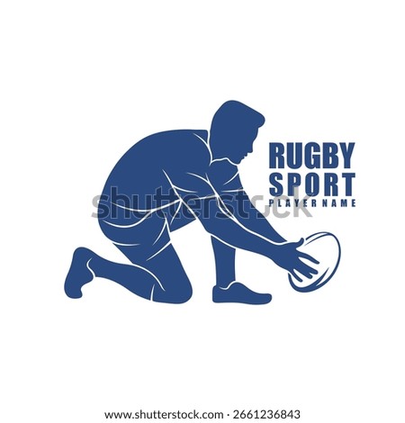 Rugby Player logo design vector. Silhouette Rugby Player Template Illustration