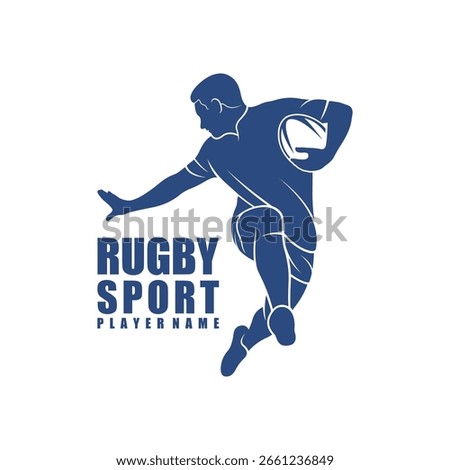 Rugby Player logo design vector. Silhouette Rugby Player Template Illustration