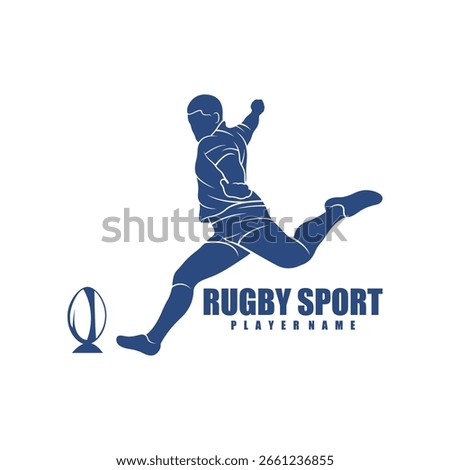 Rugby Player logo design vector. Silhouette Rugby Player Template Illustration