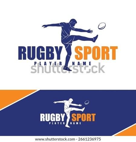 Rugby Player logo design vector. Silhouette Rugby Player Template Illustration