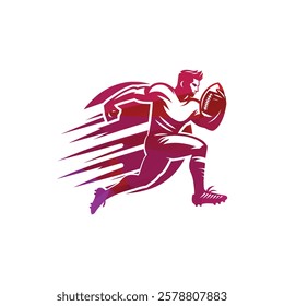 Rugby Player Logo Vector Illustration 