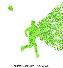 Rugby player man abstract silhouette vector background concept made of fragments isolated on white