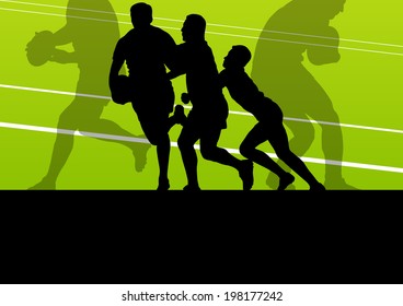 Rugby player man silhouette vector background concept 