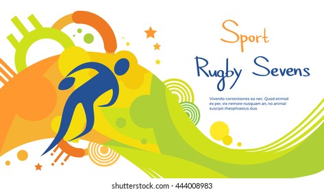 Rugby Player Match Athlete Sport Game Competition Flat Vector Illustration