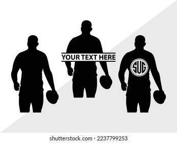 Rugby Player Monogram Vector Illustration Silhouette