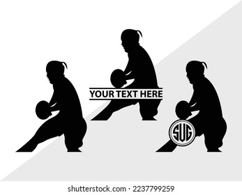 Rugby Player Monogram Vector Illustration Silhouette