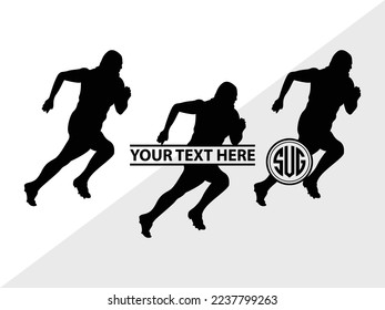 Rugby Player Monogram Vector Illustration Silhouette