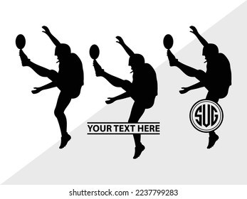 Rugby Player Monogram Vector Illustration Silhouette