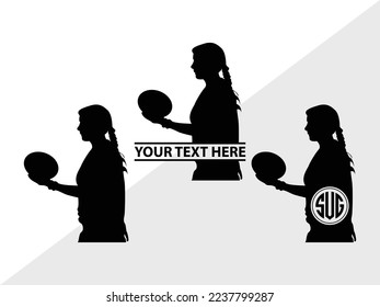 Rugby Player Monogram Vector Illustration Silhouette