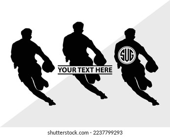 Rugby Player Monogram Vector Illustration Silhouette