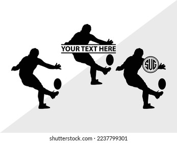 Rugby Player Monogram Vector Illustration Silhouette