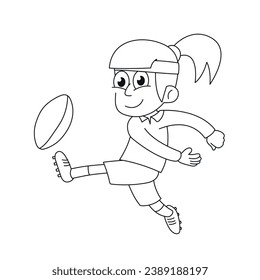 Rugby player. Outline style vector illustration