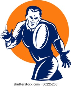 Rugby player passing the ball