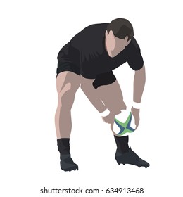 Rugby player passing ball, abstract vector illustration