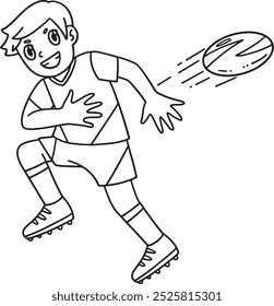 Rugby Player Passing the Ball Backwards Isolated 