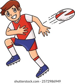 Rugby Player Passing the Ball Backwards Clipart