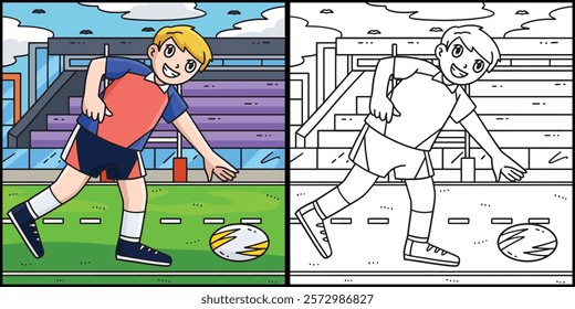 Rugby Player Picking Up the Ball Illustration 