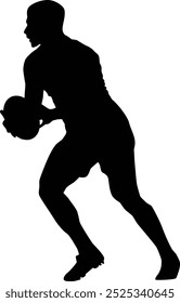 Rugby player posing full body silhouette illustration