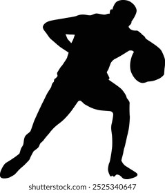 Rugby player posing full body silhouette illustration