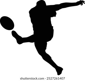 Rugby player posing full body silhouette illustration