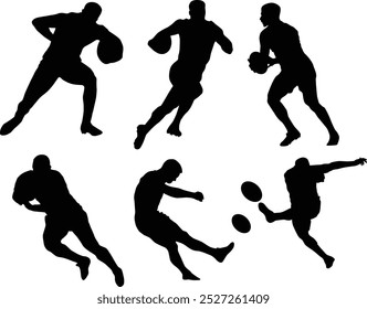 Rugby player posing full body silhouette illustration