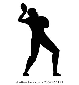 Rugby Player Posing Full Body Silhouette Icon for Sports Themes