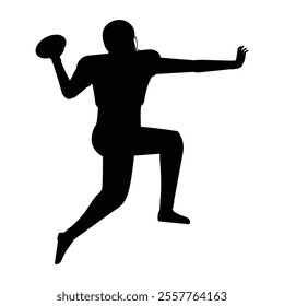 Rugby Player Posing Full Body Silhouette Icon for Sports Themes